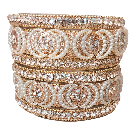 White Stone & Pearl Studded Gold Finish Kada for Women | Bridal Ethnic Kada White Stone Kada, Pearl Kada, Gold Finish Kada, Bridal Kada, Ethnic Kada for Women, Wedding Jewelry, Festive Kada, Traditional Bangle