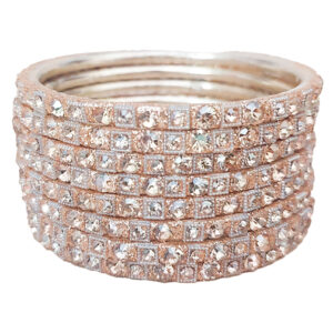 Home Elegant Gold Finish Stone Bangles Set