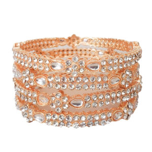 Rose Gold Stone Studded Kada Bangles Set for Women.