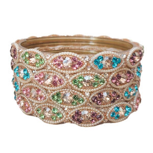 Multicolor Stone Studded Gold Finish Kada for Women