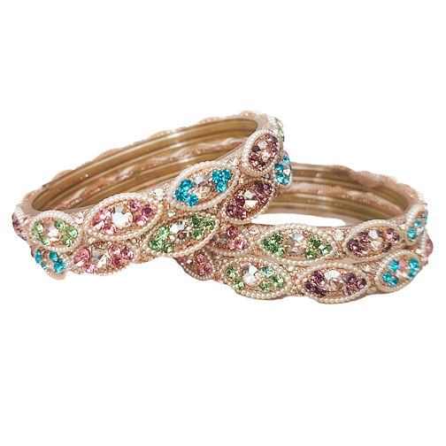 Multicolor Stone Studded Gold Finish Kada for Women Multicolor Stone Studded Gold Finish Kada for Women