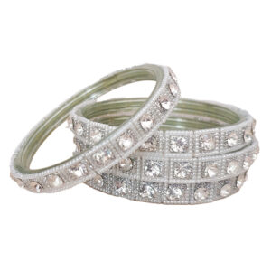 white stone glass bangles set