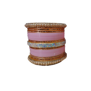 Elegant Baby Pink Wedding Chura Bangles Set for Brides