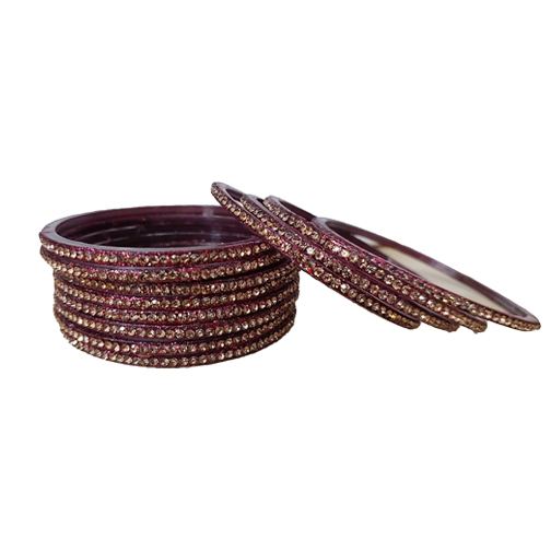 Wine Stone Studded Glass Bangle Set for Women
