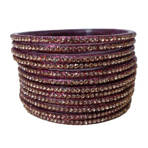 Wine Stone Studded Glass Bangle Set for Women