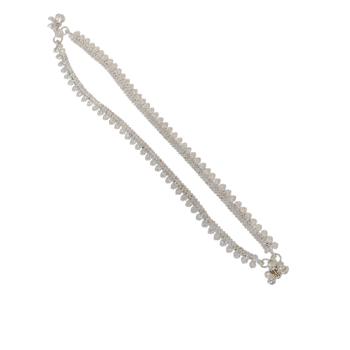Women Traditional Silver Payal Anklet with Charm Drops