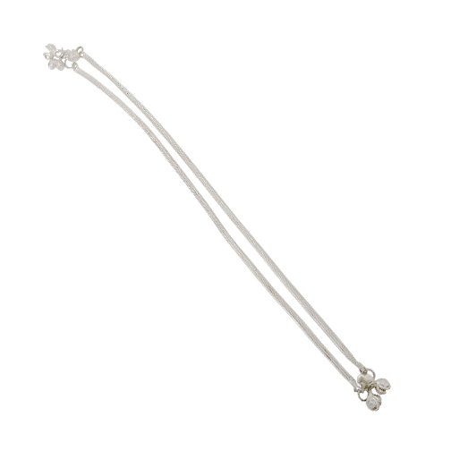 Silver Floral Charm Payal for Women