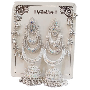 Women’s Oxidized Silver Long Jhumka Earrings with Ghungroo Bells