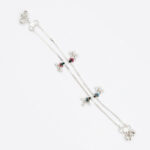 Cute Kids Silver Plated Anklet Payal with Multicolor Stone Charms for Girls
