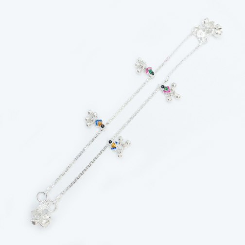 Girls Cute Charm Payal Anklet – Silver Finish
