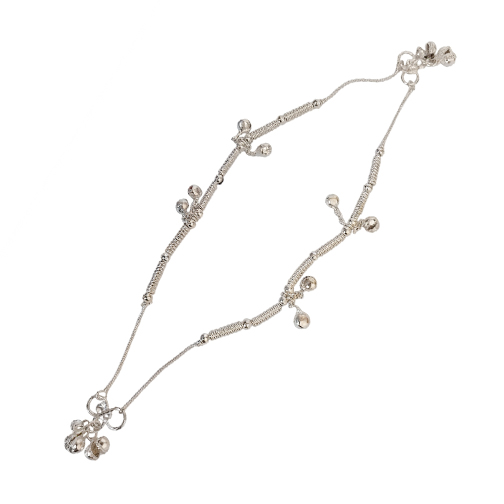 Kids Silver Chain Payal Anklet with Hanging Ghungroo