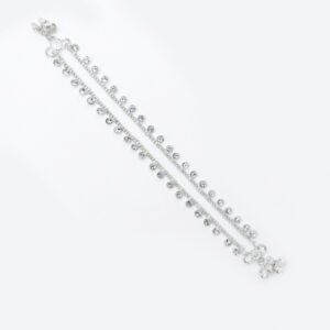 Girls Silver Chain Payal with Tiny Ghungroo Drops